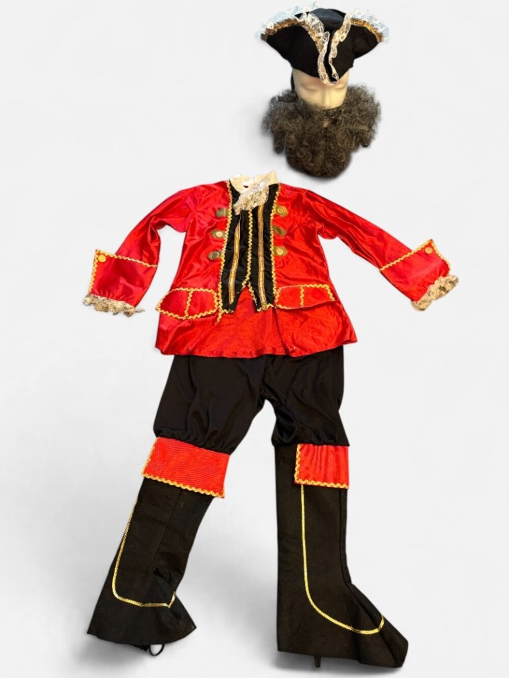 4 pcs Halloween Pirate Costume Red & Black Kids sz 5-6 yrs *Read*
